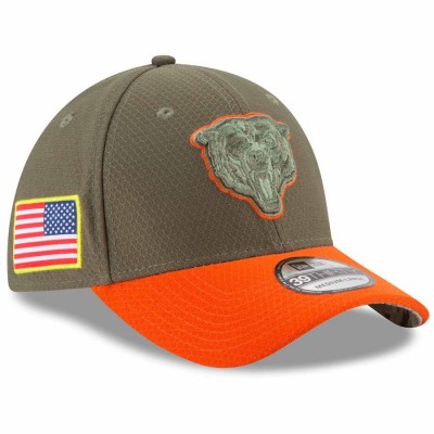 Men's Chicago Bears New Era Olive 2017 Salute To Service 39THIRTY Flex Hat 2782255